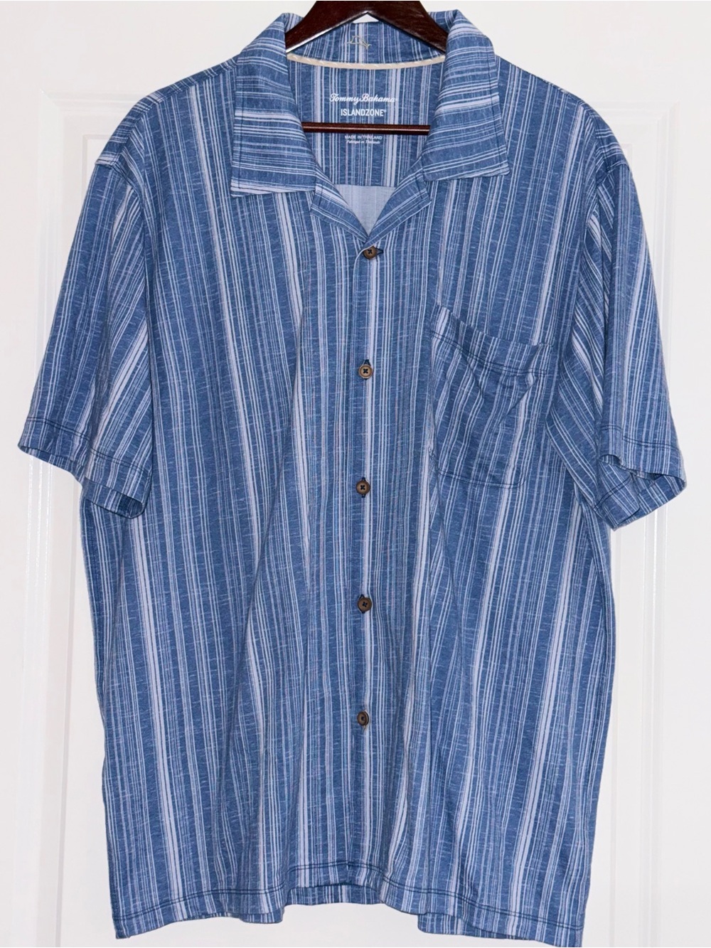 Tommy Bahama Vista Mar Azzuro Stripe IslandZone short-sleeve button-up shirt XL